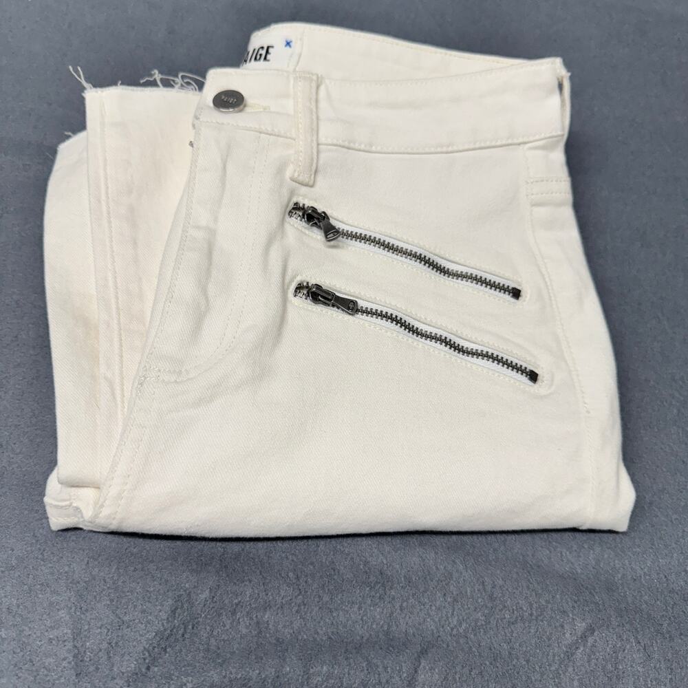 Paige Edgemont Jeans Womens‎ 27 (28x28 ACTUAL) High Rise White Denim Moto Skinny